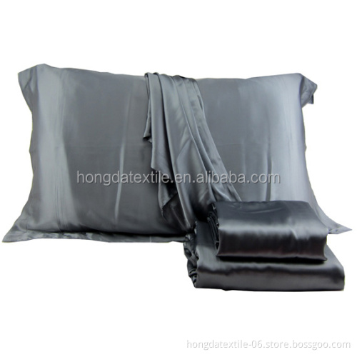 Silver Satin Silky 4pc DOUBLE Bed SHEET SET BRAND NEW